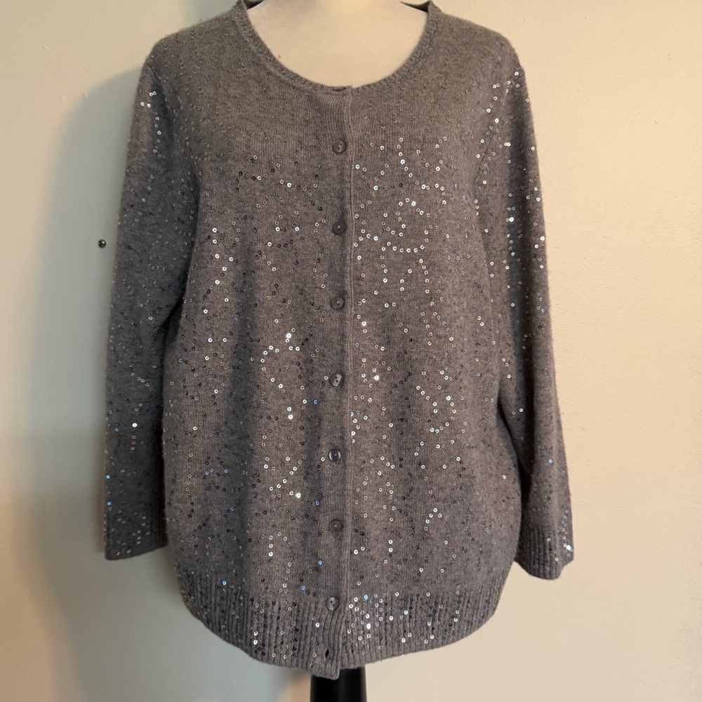 Alex Marie Grey Sequin Cashmere Cardigan